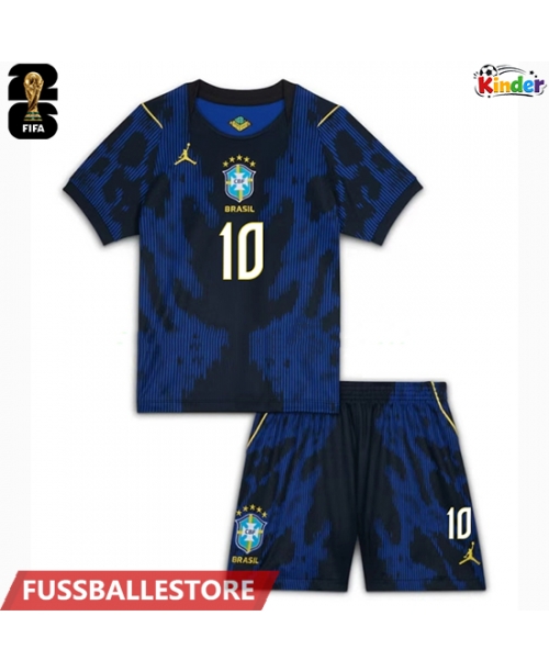 Günstige Brasilien Vinicius Junior #10 Auswärts Trikotsatzt Kinder WM 2026 Kurzarm (+ Kurze Hosen)